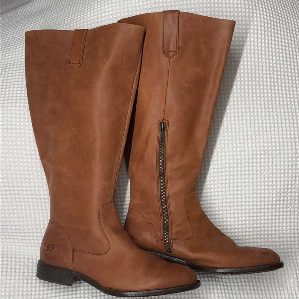 Born Tan Over the Knee Leather Boots - Size 9